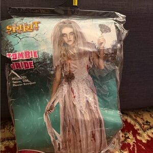 Spirit Zombie Bride Kids Costume with White and Red Accents
